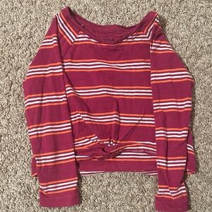 Lands' End Kids Long Sleeve Tee - Red and White Stripes